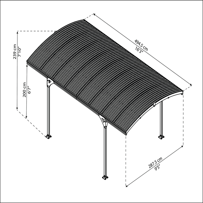 Carport single antracitgrå 494,5 x 287,5 cm